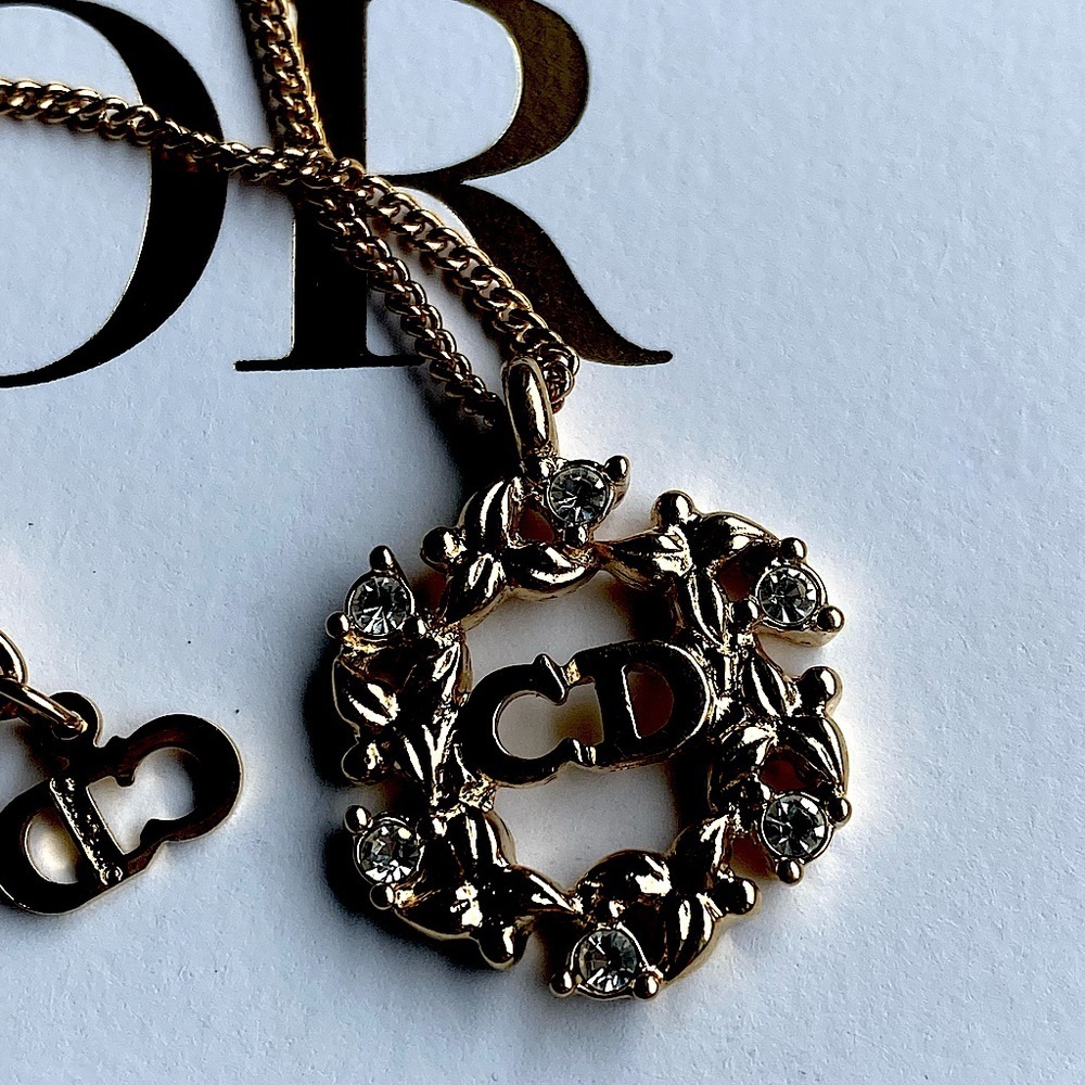 AUTHENTIC vintage gold tone Christian Dior necklace with crystals - Picture 6 of 10